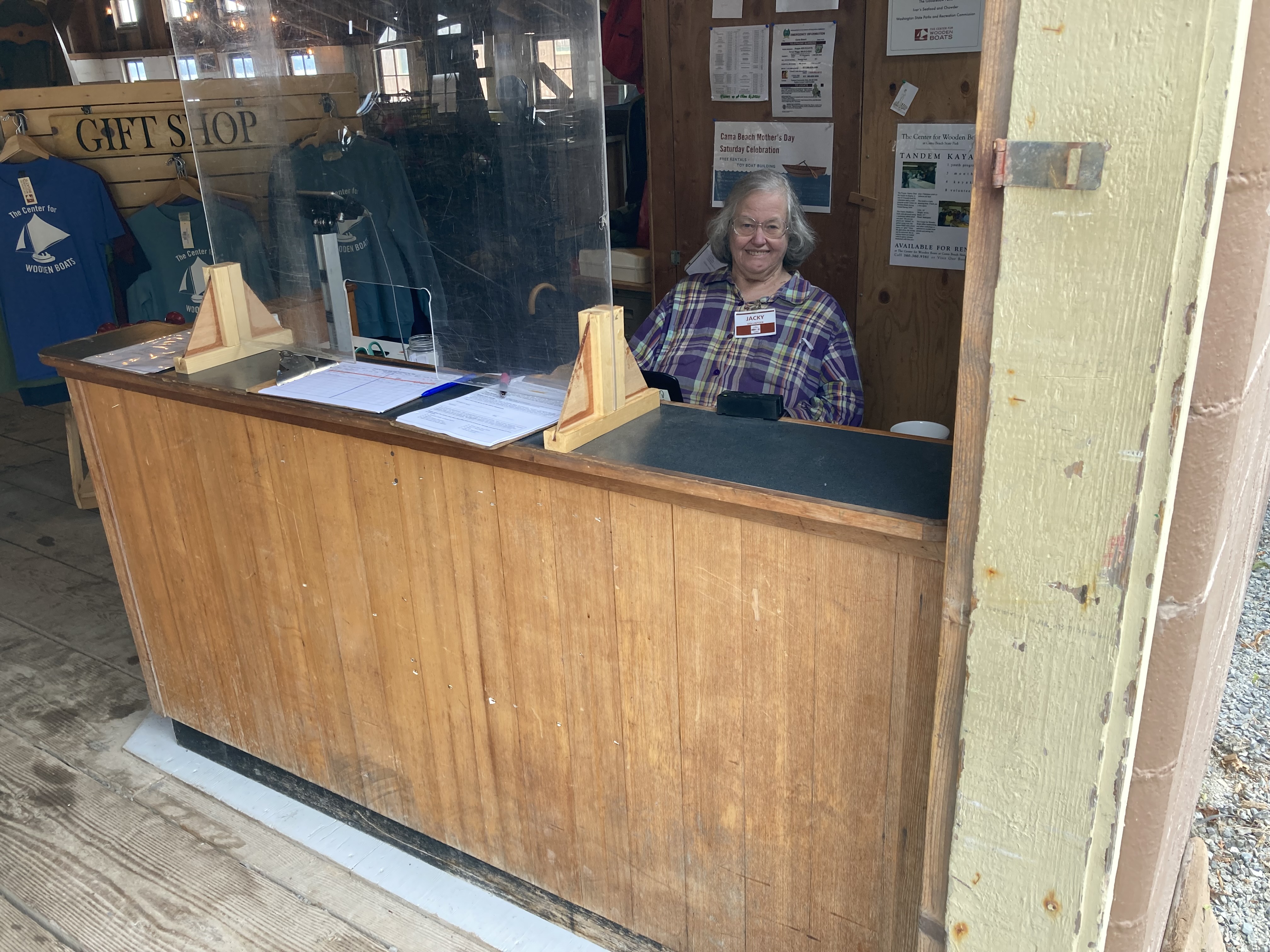 Jackie at the front desk.